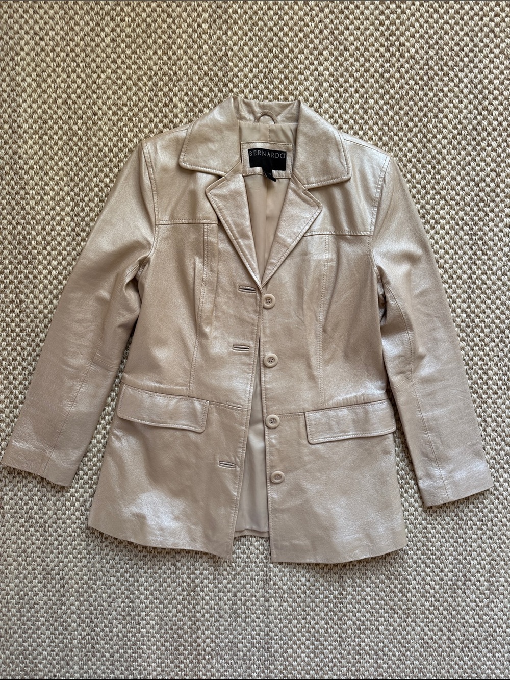 Bernardo Pale Cream Leather Blazer